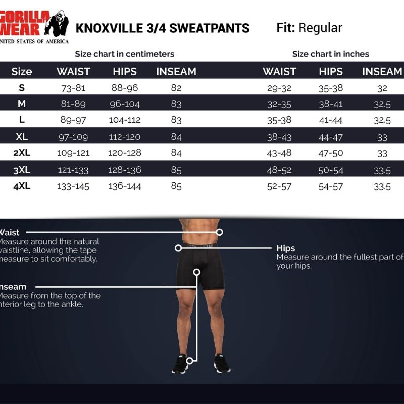 Knoxville 3/4 Sweatpants, black-Miesten housut-Gorilla Wear-S-Aminopörssi