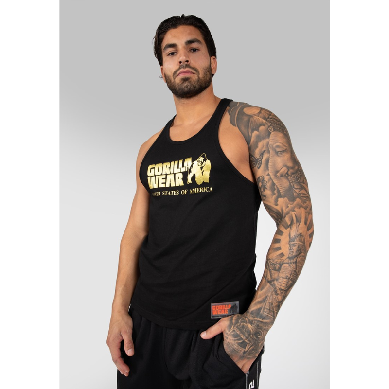 Classic Tank Top - Black/Gold-Miesten hihattomat paidat-Gorilla Wear-S-Aminopörssi