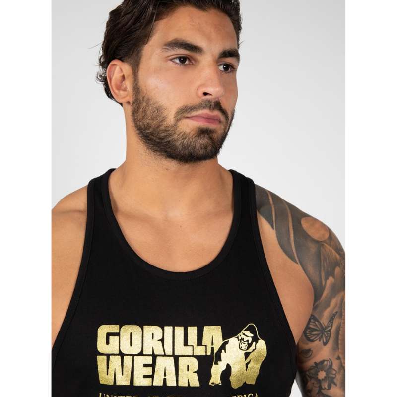 Classic Tank Top - Black/Gold-Miesten hihattomat paidat-Gorilla Wear-S-Aminopörssi