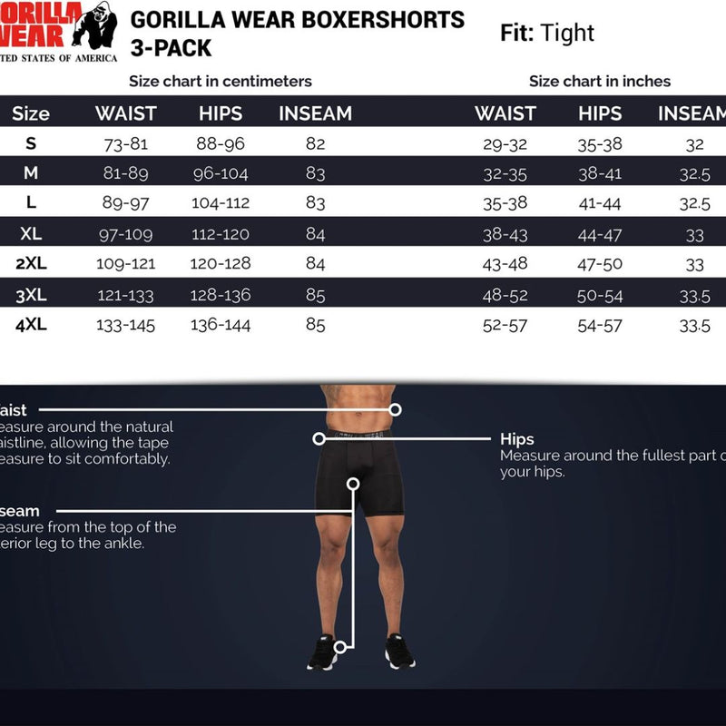Boxer Shorts 3 pack Black-Miesten bokserit-Gorilla Wear-S-Aminopörssi