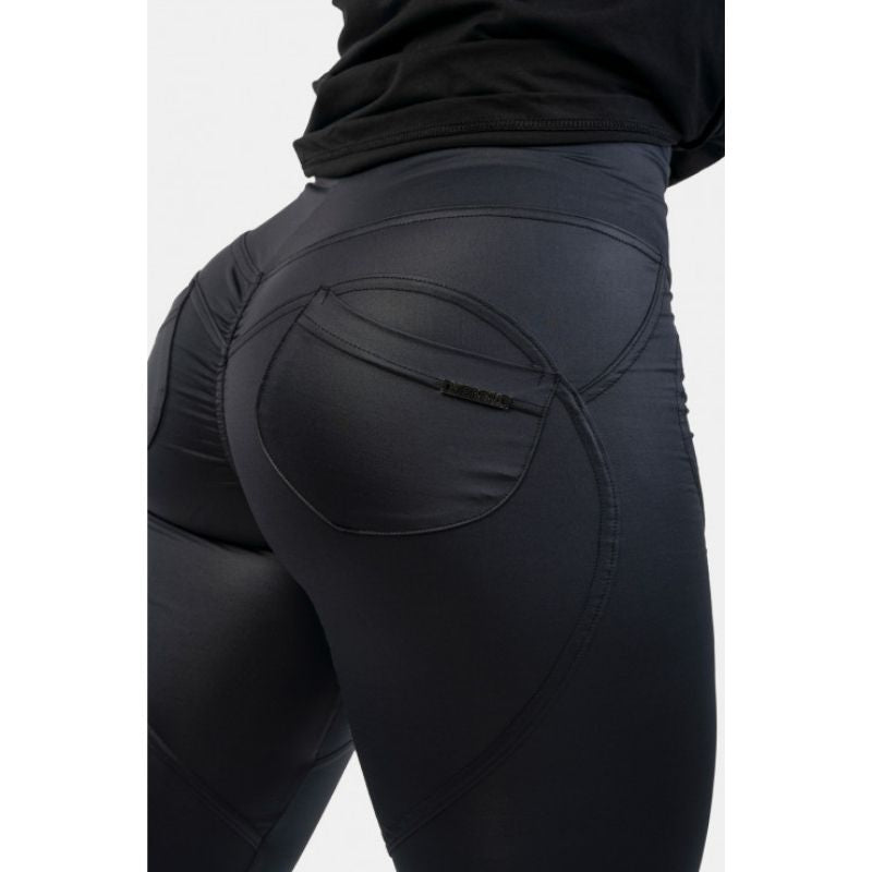 High Waist Glossy Look Bubble Butt Pants 586-Naisten trikoot ja leggingsit-Nebbia-XS-Aminopörssi