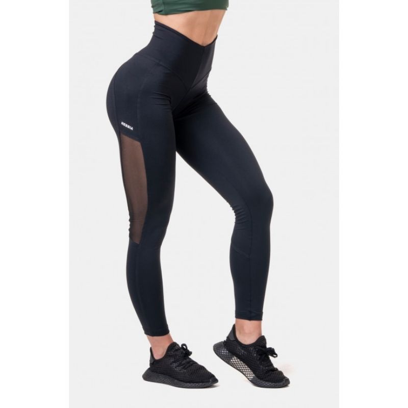 High Waist Mesh Leggings 573, Black-Naisten trikoot ja leggingsit-Nebbia-XS-Aminopörssi