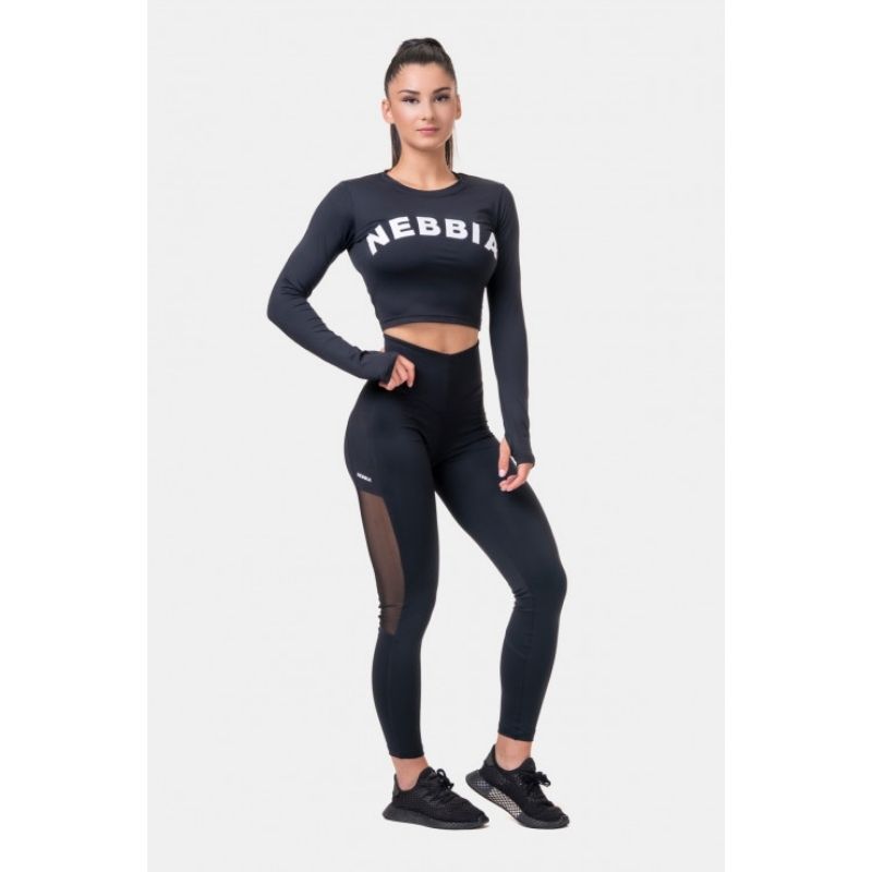 High Waist Mesh Leggings 573, Black-Naisten trikoot ja leggingsit-Nebbia-XS-Aminopörssi