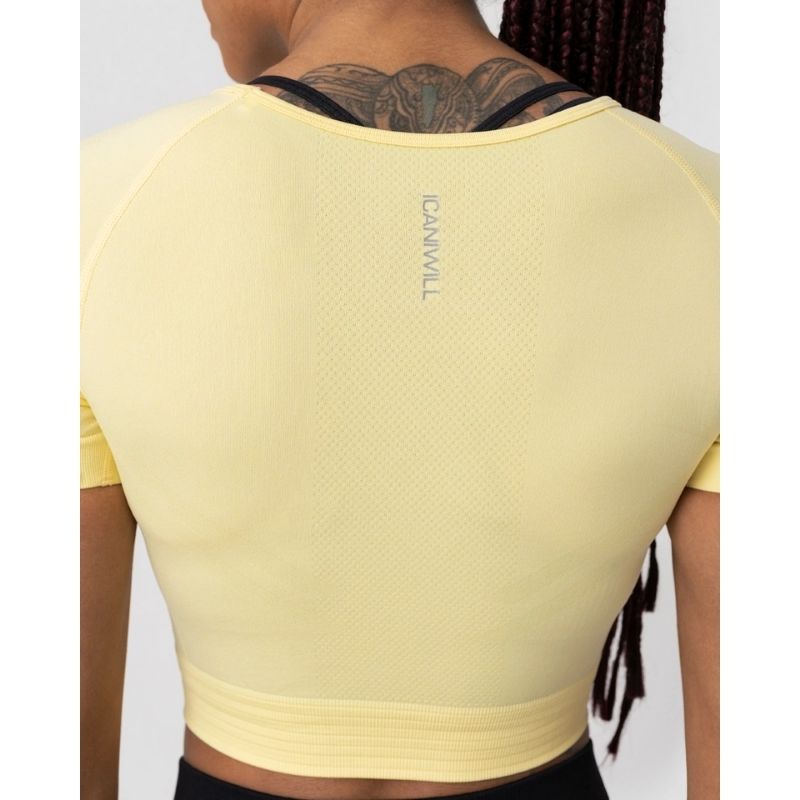 Define Seamless Cropped T-shirt Lemon Melange Wmn-T-paita-ICANIWILL-XS-Aminopörssi