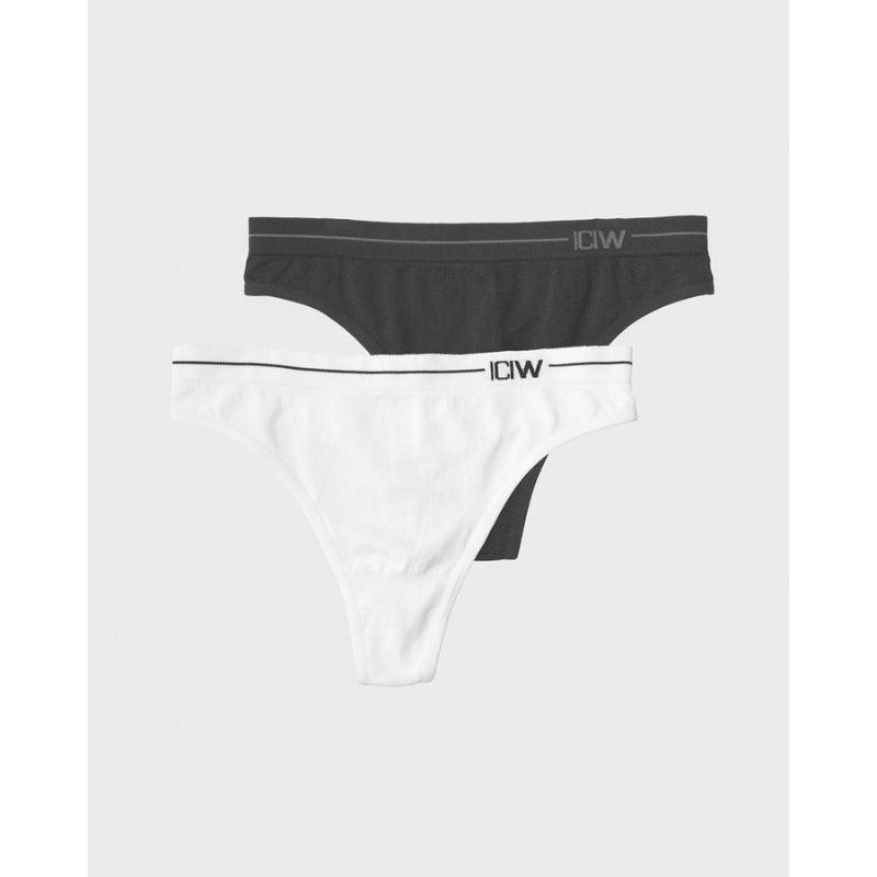 Everyday Seamless Thong 2-pack, musta/valkoinen-Naisten alusasut-ICANIWILL-XS-Aminopörssi