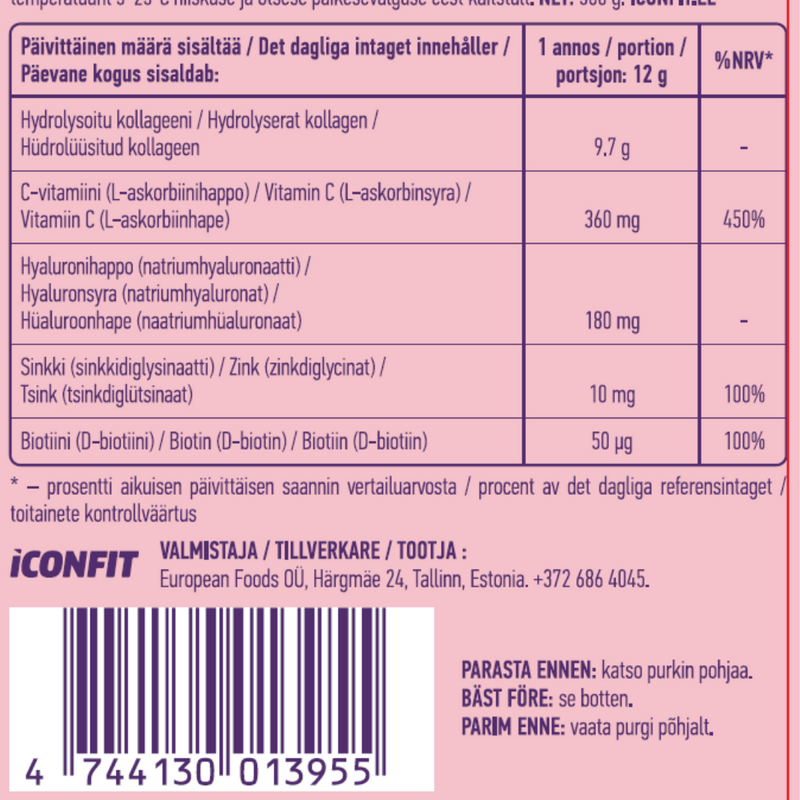 Beauty Collagen, 300 g-Kollageeni-ICONFIT-Orange-Aminopörssi