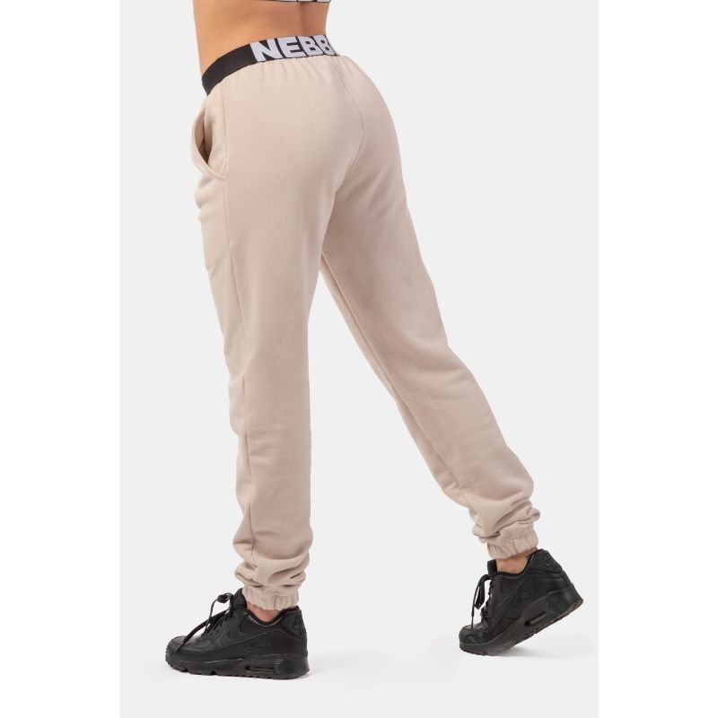 Iconic Mid-Waist Sweatpants With Elastic "N" Waistband 408 cream-Naisten housut-Nebbia-XS-Aminopörssi