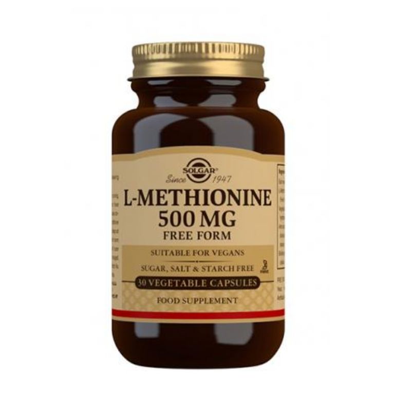 L-Methionine 500 mg, 30 vegekaps.-L-Metioniini-Solgar-Aminopörssi