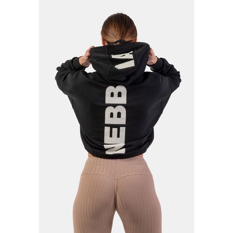 Loose Fit Crop Hoodie Iconic, 412 Black-Naisten pitkähihaiset ja hupparit-Nebbia-XS-S-Aminopörssi