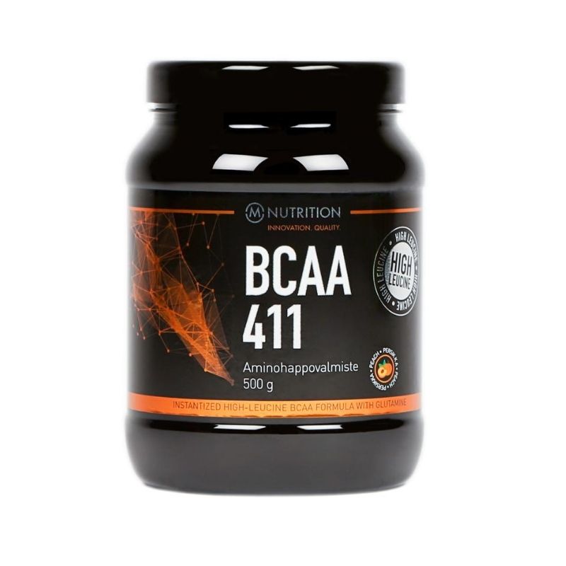 BCAA 411, 500 g-BCAA-aminohappo-M-Nutrition-Peach-Aminopörssi