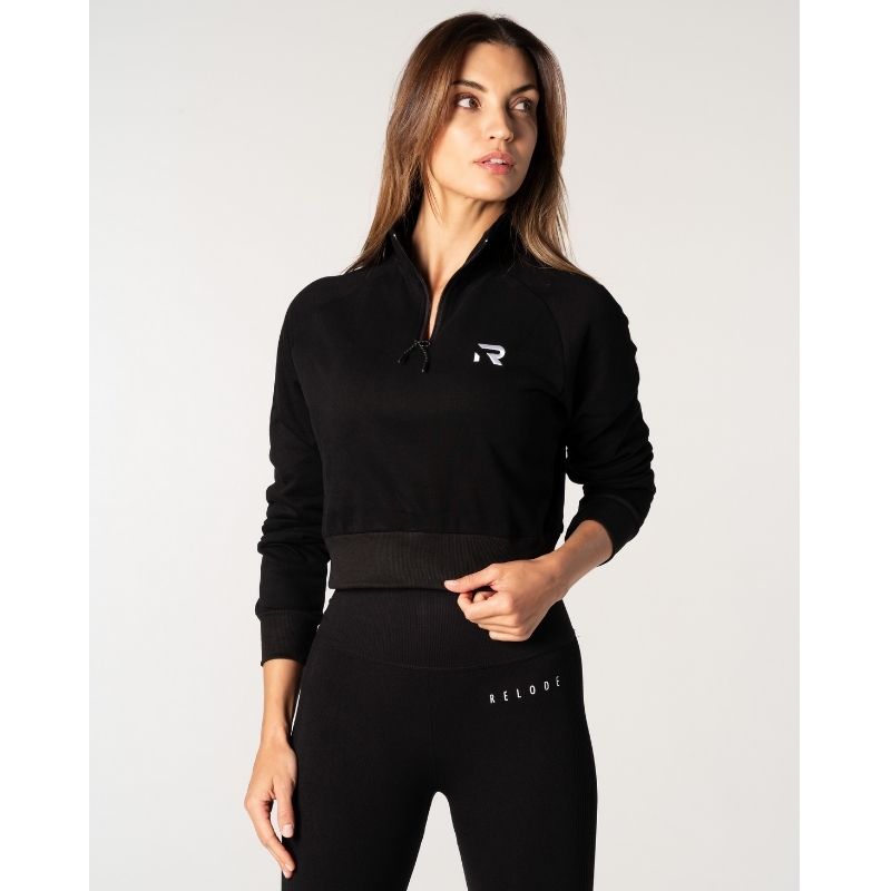 Mute Sweater, Black-Naisten pitkähihainen lyhyt malli-Relode-XS-Aminopörssi