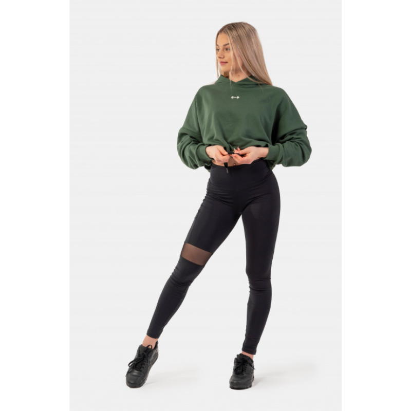 Loose Fit Crop Hoodie Iconic, 421 Green-Naisten pitkähihaiset ja hupparit-Nebbia-XS-S-Aminopörssi