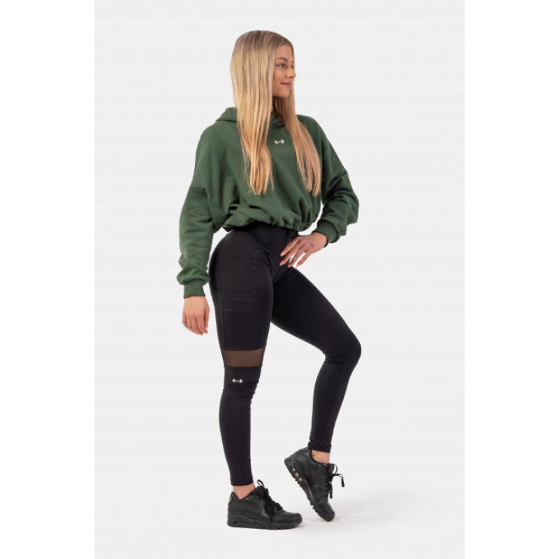 Loose Fit Crop Hoodie Iconic, 421 Green-Naisten pitkähihaiset ja hupparit-Nebbia-XS-S-Aminopörssi