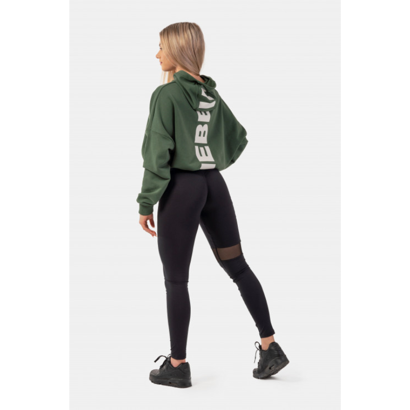 Loose Fit Crop Hoodie Iconic, 421 Green-Naisten pitkähihaiset ja hupparit-Nebbia-XS-S-Aminopörssi