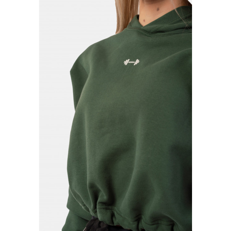 Loose Fit Crop Hoodie Iconic, 421 Green-Naisten pitkähihaiset ja hupparit-Nebbia-XS-S-Aminopörssi