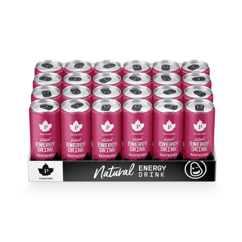 Natural Energy Drink, 330 ml x 24 kpl-Energiajuoma-Puhdistamo-UUTUUS: Raspberry-Aminopörssi