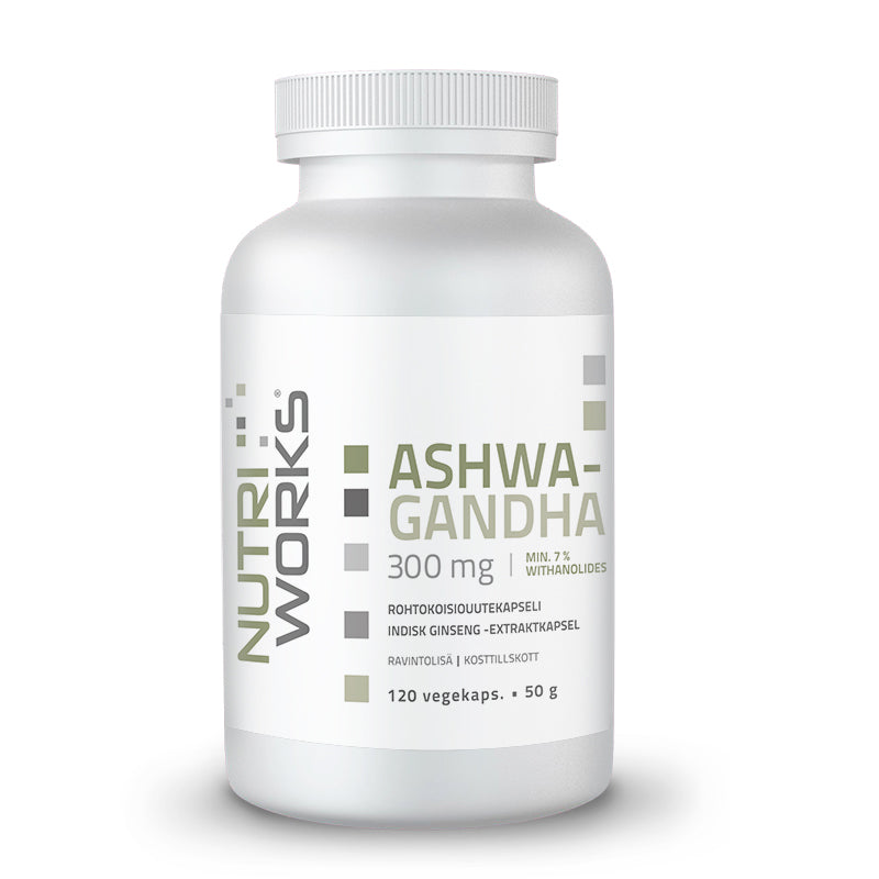 Ashwagandha 300 mg, 120 vegekaps.-Ashwagandha-Nutri Works-Aminopörssi