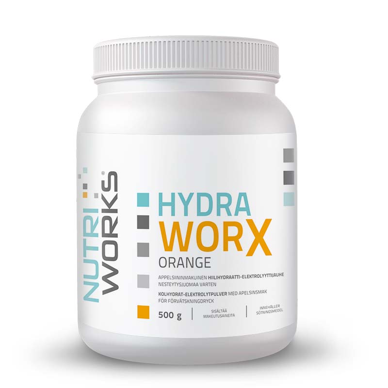 Hydra WorX Orange, 500 g-Elektrolyytti-hiilihydraattijauhe-Nutri Works-Aminopörssi
