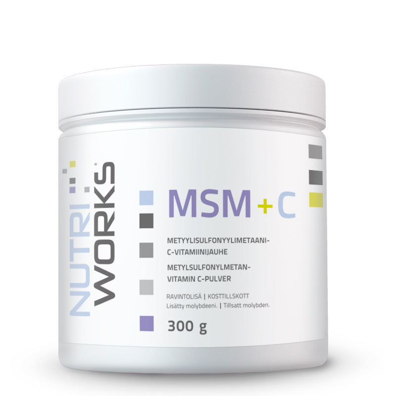 MSM + C+ molybdeeni, 300 g-MSM+C-vitamiini-Nutri Works-Aminopörssi
