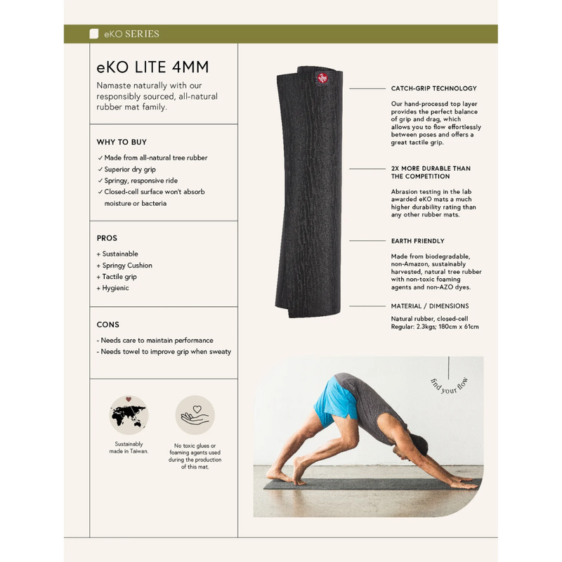 eKO® Lite Yoga Mat 4 mm, Charcoal-Joogamatto-Manduka-Aminopörssi