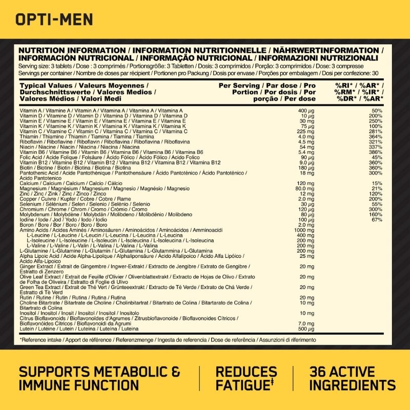 Opti-Men 180 tabl-Monivitamiini-Optimum Nutrition-Aminopörssi