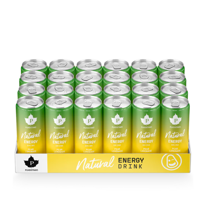 Natural Energy Drink, 330 ml x 24 kpl-Energiajuoma-Puhdistamo-Pear Lemonde-Aminopörssi