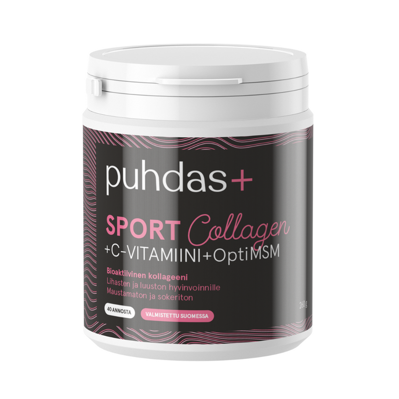 Sport Collagen & Vitamin C & OptiMSM, 260 g-Kollageeniproteiini-Puhdas+-Aminopörssi