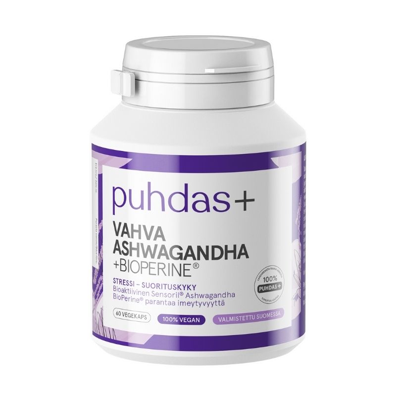 Vahva Ashwagandha + Bioperine®, 60 kaps.-Aswagandha-Puhdas+-Aminopörssi