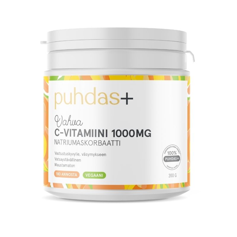 Vahva C-vitamiini 1000 mg, 200 g-C-vitamiini-Puhdas+-Aminopörssi