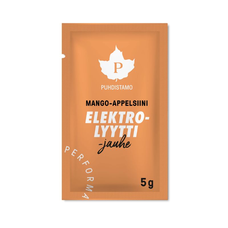 Elektrolyyttijauhe annospakkaus, 20 x 5g-Elektrolyytti-Puhdistamo-Mango-Appelsiiini-Aminopörssi