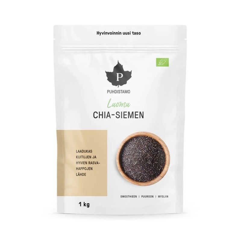 Luomu Chia-siemen, 1 kg-Chia-siemen-Puhdistamo-Aminopörssi