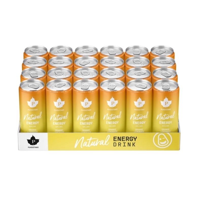 Natural Energy Drink, 330 ml x 24 kpl-Energiajuoma-Puhdistamo-Orange Lemonade-Aminopörssi