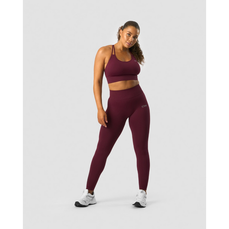 Ribbed Define Seamless Tights Burgundy-Naisten trikoot ja leggingsit-ICANIWILL-XS-Aminopörssi