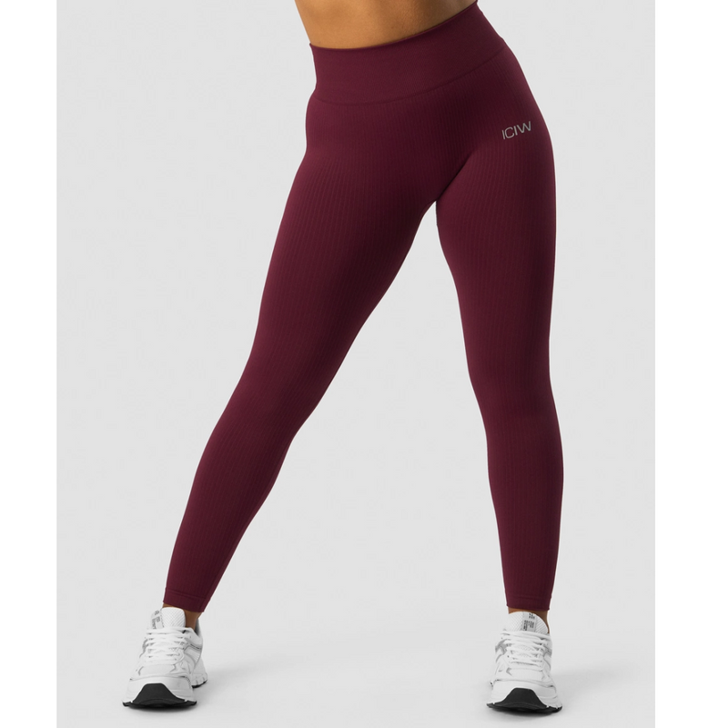 Ribbed Define Seamless Tights Burgundy-Naisten trikoot ja leggingsit-ICANIWILL-XS-Aminopörssi