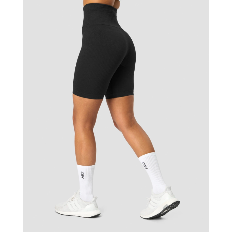 Ribbed Define Seamless Pocket Biker Shorts Black-Naisten shortsit-ICANIWILL-XS-Aminopörssi