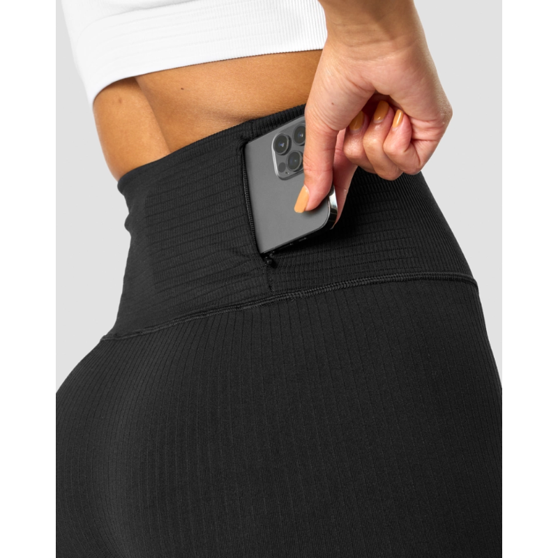 Ribbed Define Seamless Pocket Biker Shorts Black-Naisten shortsit-ICANIWILL-XS-Aminopörssi