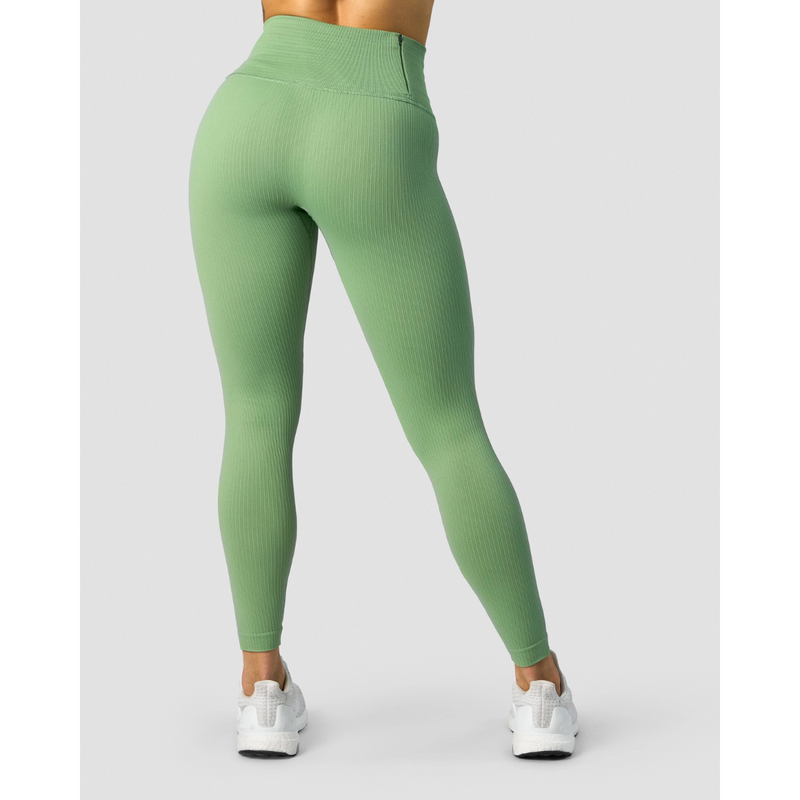 Ribbed Define Seamless Pocket Tights Light Green-Naisten trikoot ja leggingsit-ICANIWILL-XS-Aminopörssi