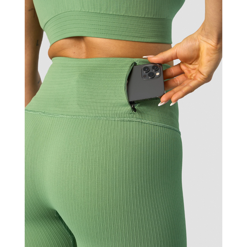 Ribbed Define Seamless Pocket Tights Light Green-Naisten trikoot ja leggingsit-ICANIWILL-XS-Aminopörssi