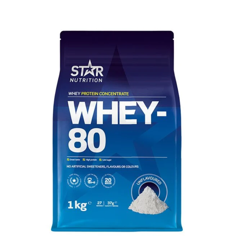 Whey-80®, 1kg-Herakonsentraatti-Star Nutrition-Unflavored-Aminopörssi