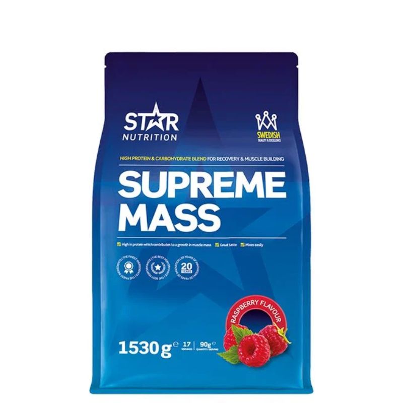 Superme MASS, 1530g-Massanlisäys-Star Nutrition-Raspberry-Aminopörssi