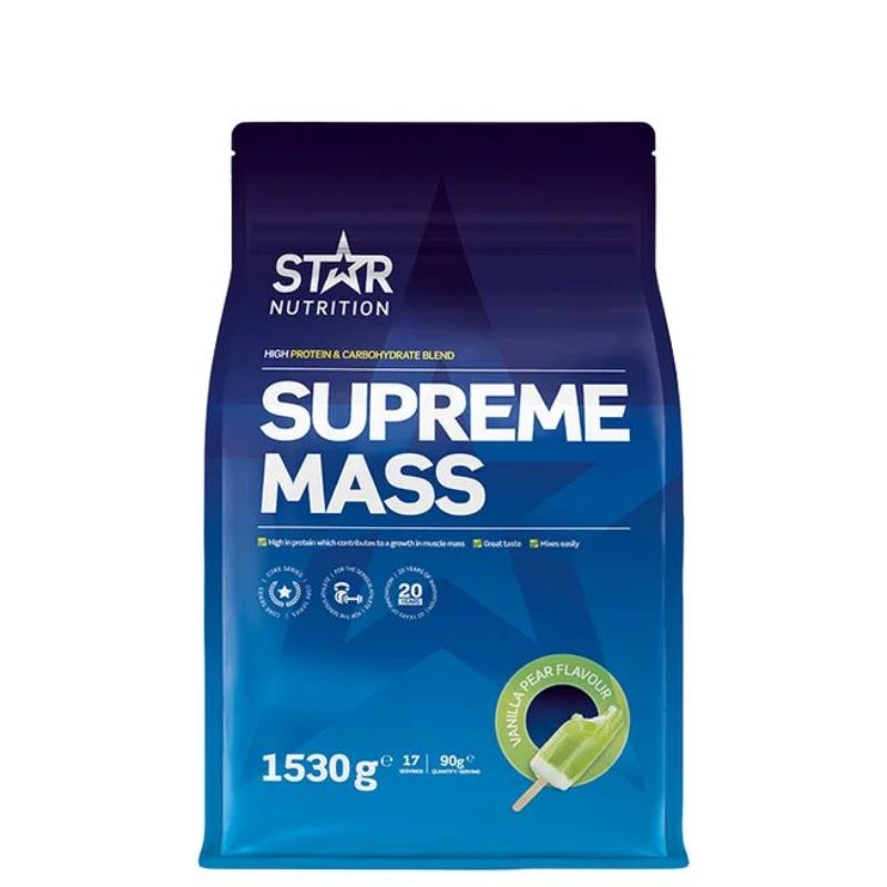 Superme MASS, 1530g-Massanlisäys-Star Nutrition-Vanilla-Pear-Aminopörssi