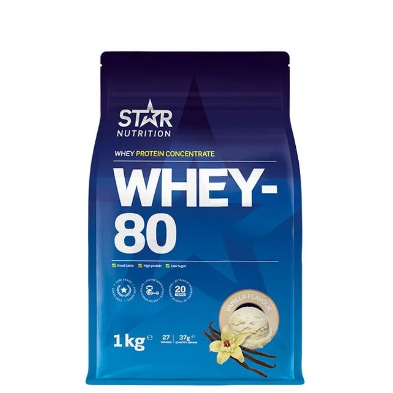 Whey-80®, 1kg-Herakonsentraatti-Star Nutrition-Vanilla-Aminopörssi