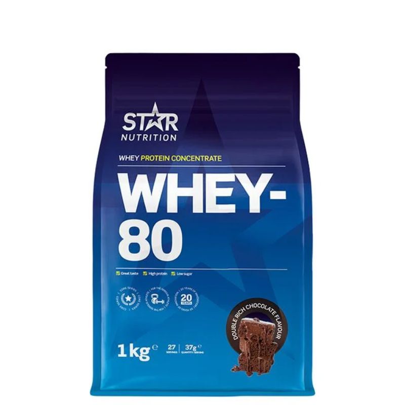 Whey-80®, 1kg-Herakonsentraatti-Star Nutrition-Double Rich Chocolate-Aminopörssi