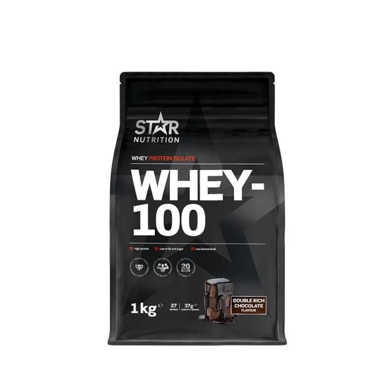 Whey-100®, 1kg-Heraisolaatti-Star Nutrition-Double Rich Chocolate-Aminopörssi