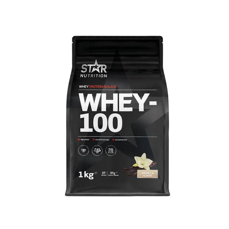 Whey-100®, 1kg-Heraisolaatti-Star Nutrition-Vanilla-Aminopörssi
