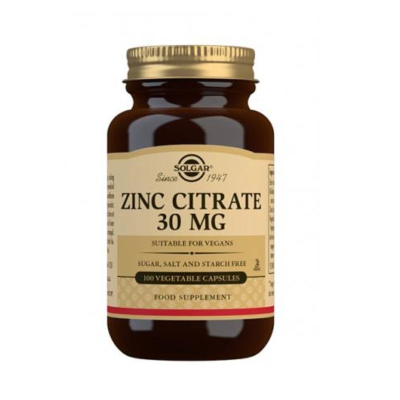 Zinc Citrate 30 mg, 100 vegekaps.-Sinkki-Solgar-Aminopörssi