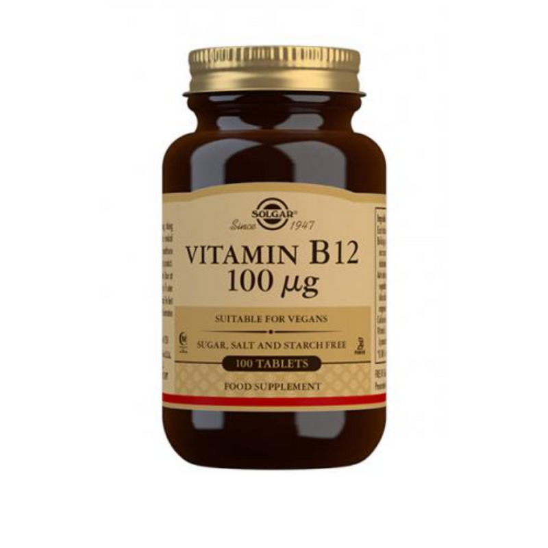 Vitamin B12 100 µg, 100 tabl.-B12-vitamiini-Solgar-Aminopörssi