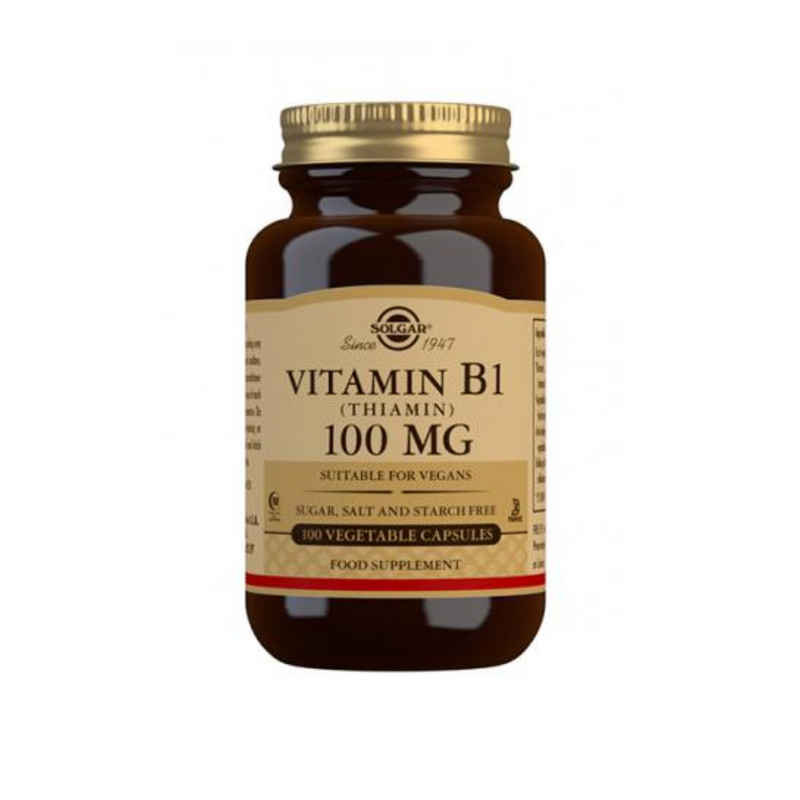 Vitamin B1 (Thiamin) 100mg, 100 vegekaps.-B-vitamiini-Solgar-Aminopörssi