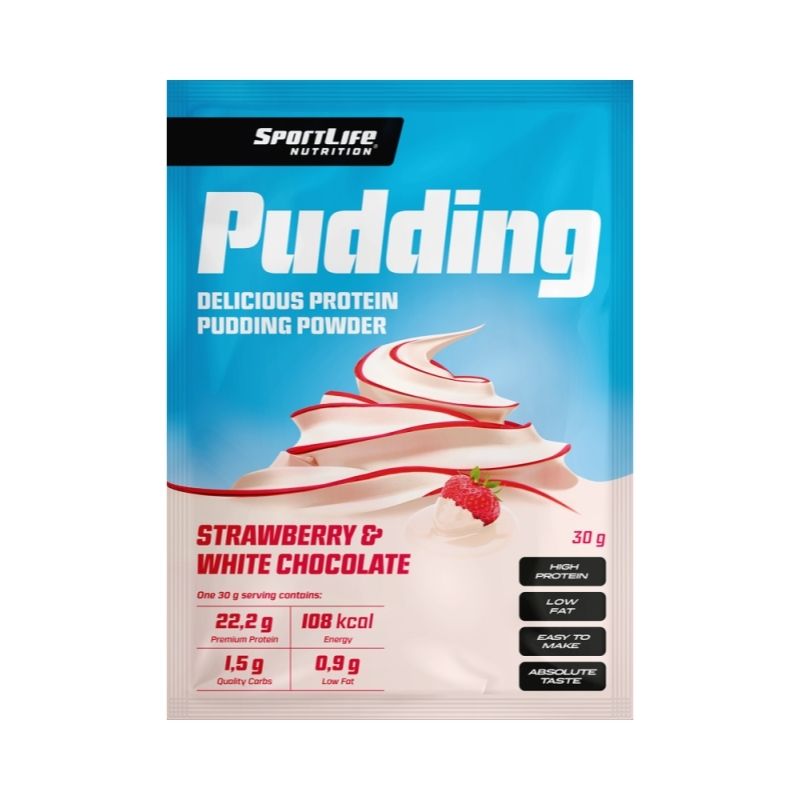 Sportlife Pudding, 30 g annospussi-Ateriankorvike-SportLife Nutrition-Strawberry White Chocolate-Aminopörssi