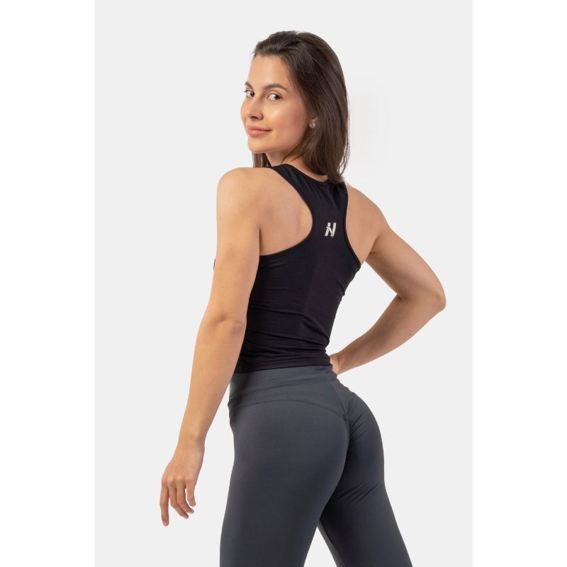 Sporty Slim-Fit Crop Tank Top 422 black-Naisten lyhythihaiset ja topit-Nebbia-XS-Aminopörssi